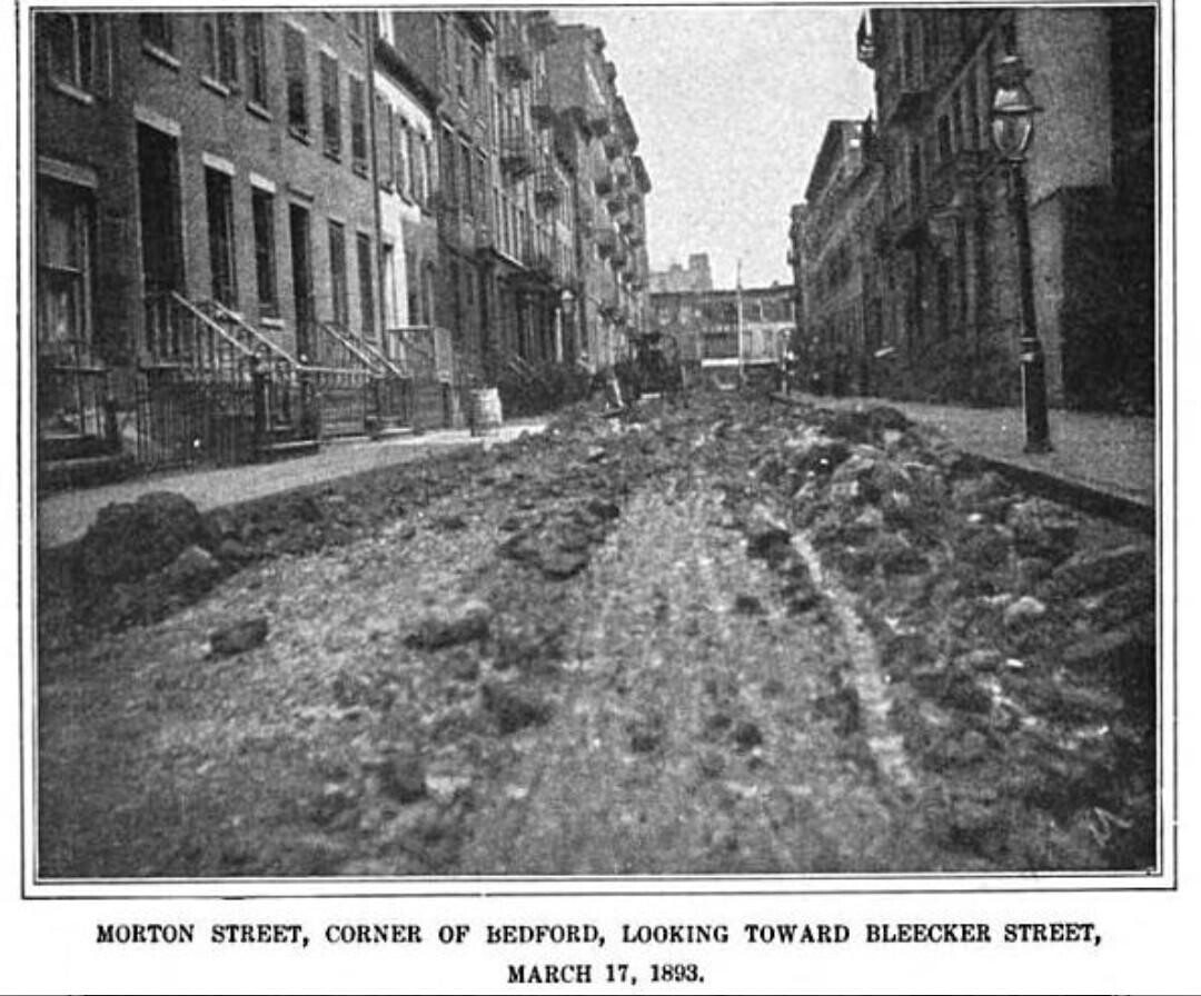 MORTON STREET, CORNER OF BEDFORD, LOOKING TOWARD BLEECKER STREET, MARCH 17, 1893.