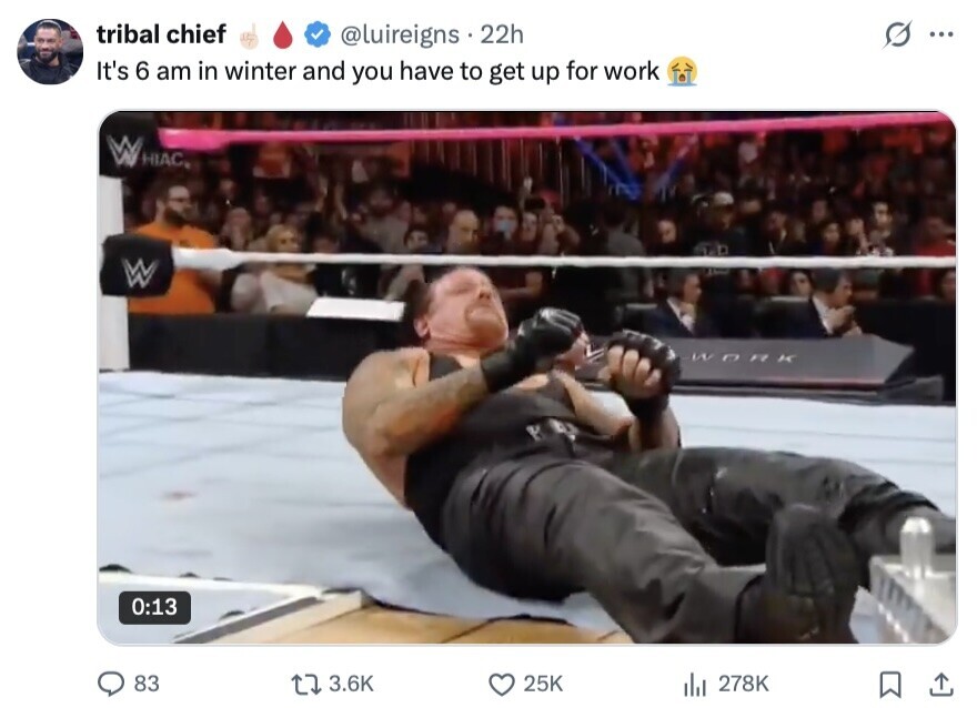 tribal chief @luireigns 22h ... It's 6 am in winter and you have to get up for work W HIAC, W WORK 0:13 83 3.6K 25K 278K 