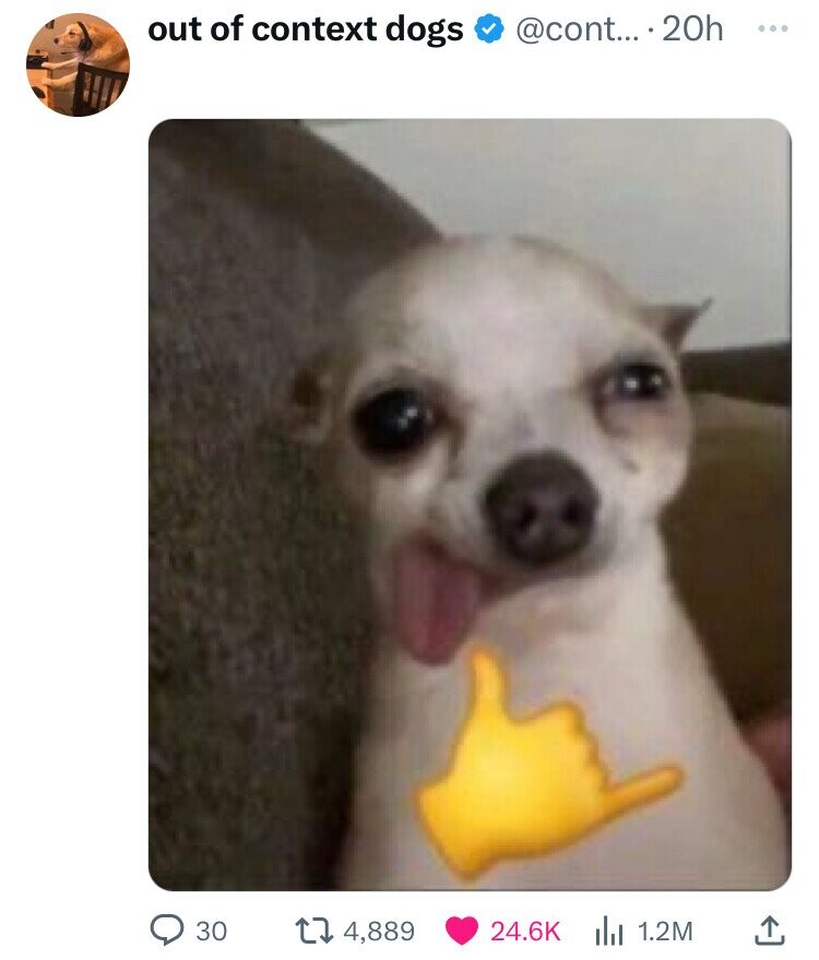 out of context dogs @cont... ...20h ... 30 4,889 24.6K 1.2M 