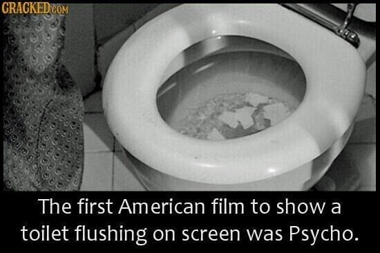 CRACKED.COM The first American film to show a toilet flushing on screen was Psycho.