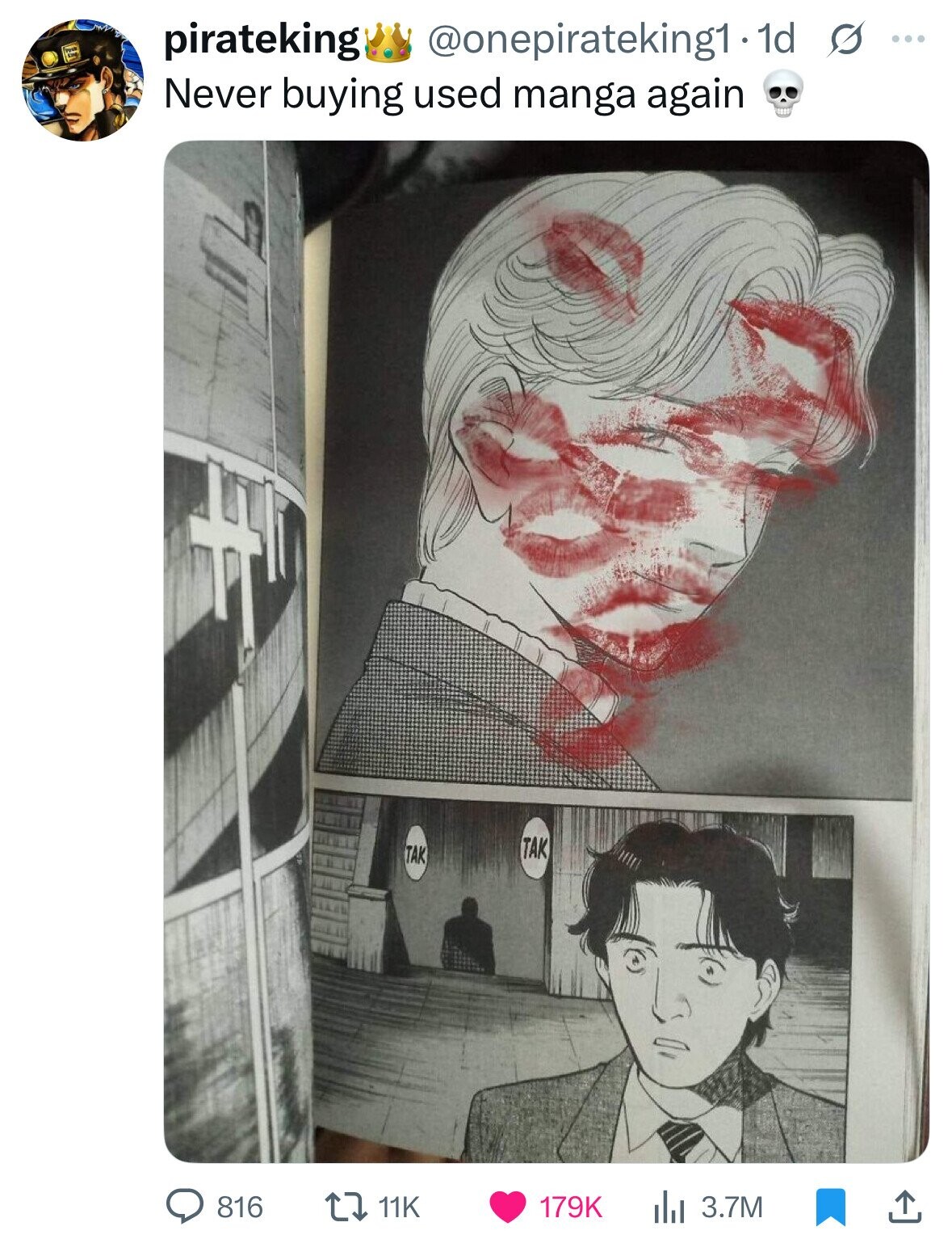pirateking @onepirateking1.1d s ... Never buying used manga again ТАК TAK 816 11K 179K 3.7M 