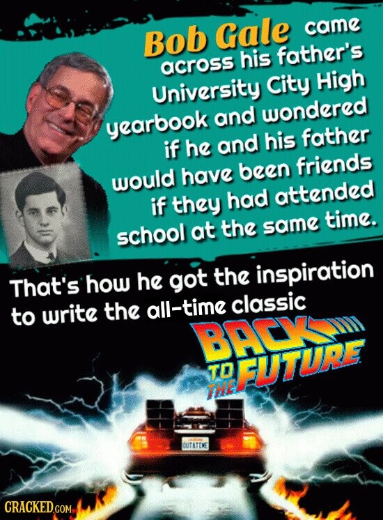 Bob Gale came across his father's University City High yearbook and wondered if he and his father would have been friends if they had attended school at the same time. That's how he got the inspiration to write the all-time classic BACK TO FUTURE THE - GUTATIME CRACKED.COM