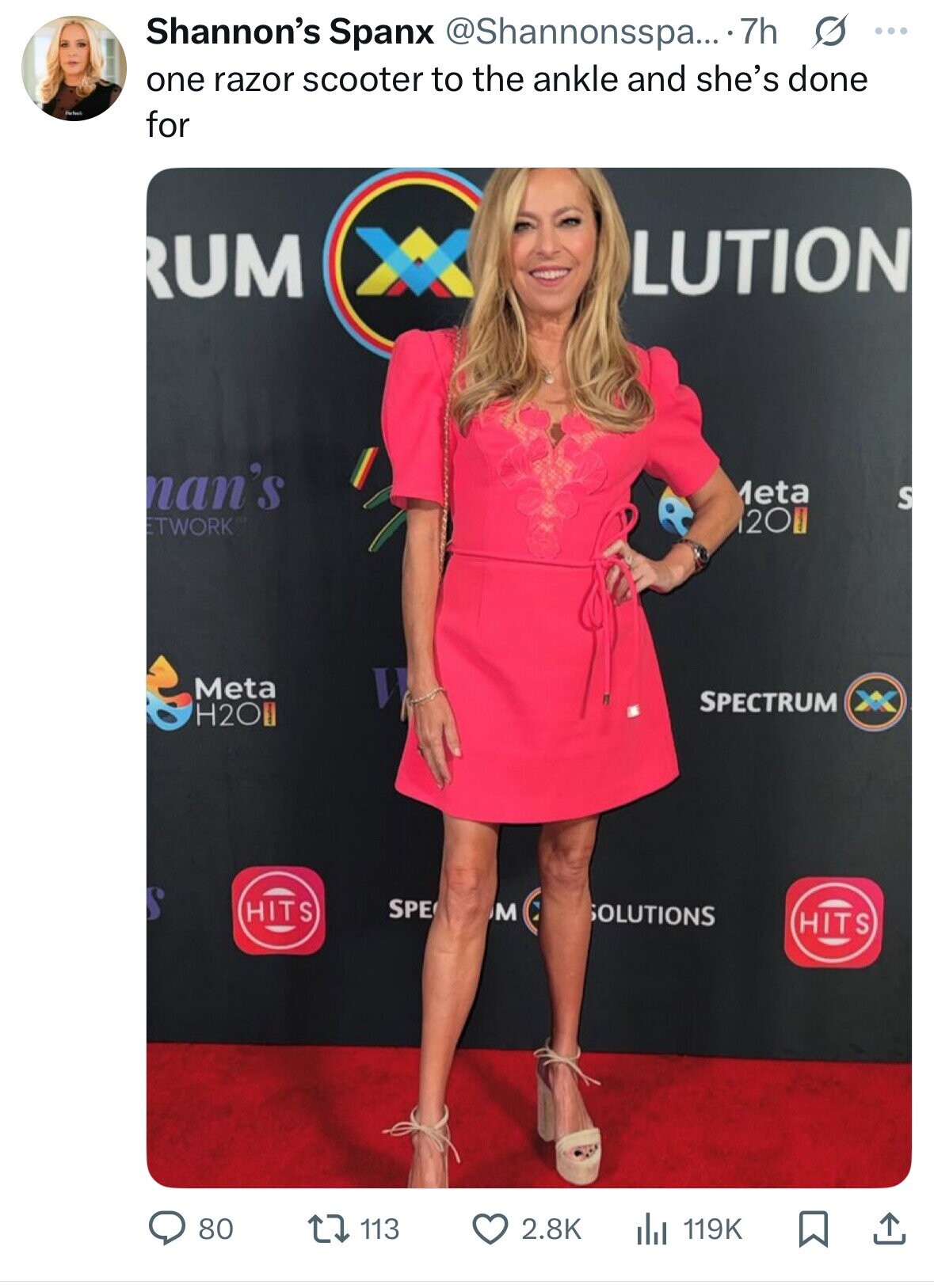 Shannon's Spanx @Shannonsspa....7 7h s ... one razor scooter to the ankle and she's done Perfect for LUTION RUM nan's Meta S 201 ETWORK Meta SPECTRUM H2O1 S SPE HITS M SOLUTIONS HITS 80 113 2.8K 119K