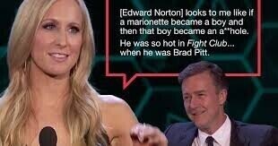  looks to me like if a marionette became a boy and then that boy became an a**hole. Не was so hot in Fight Club... when he was Brad Pitt.