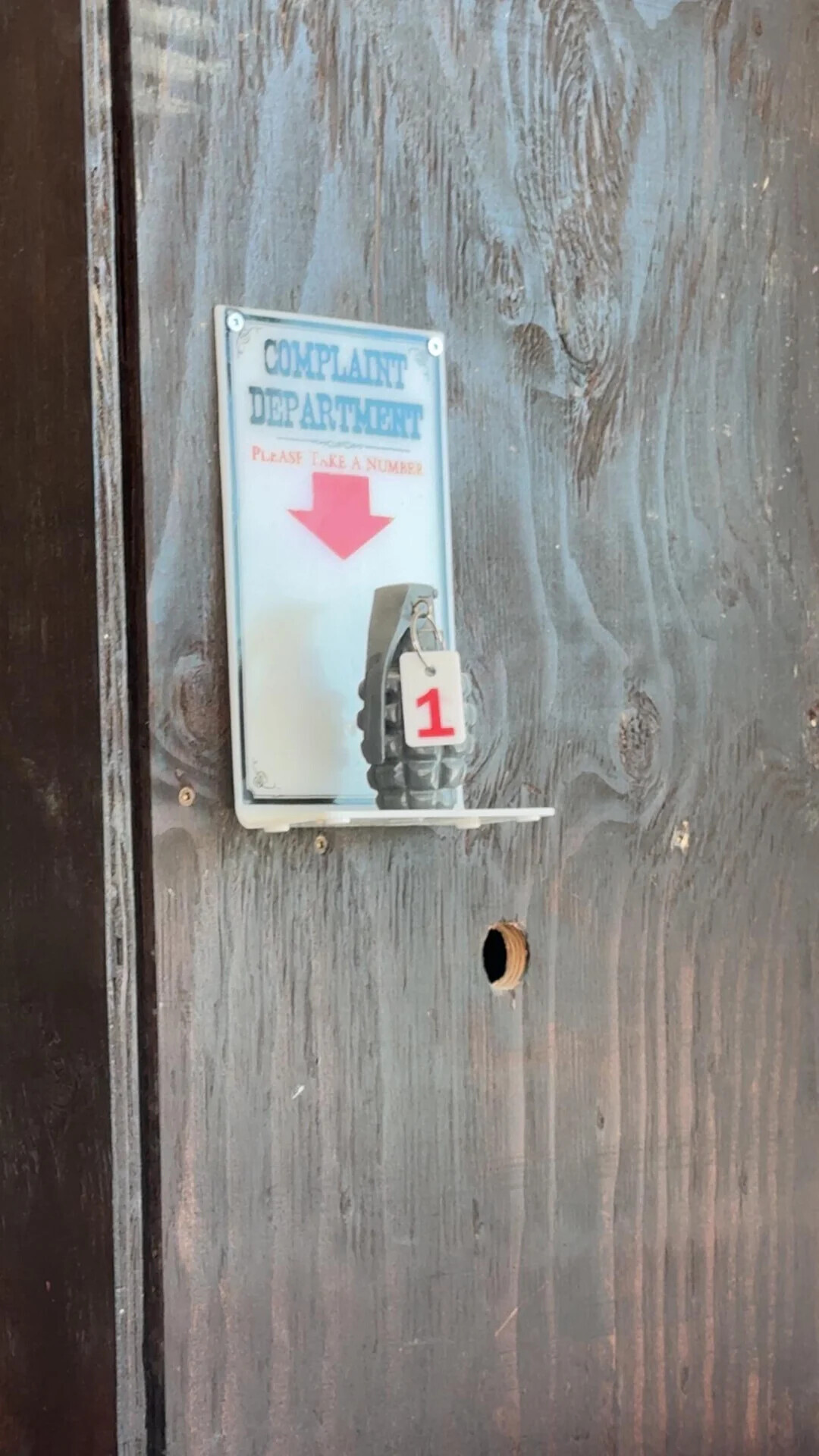 COMPLAINT DEPARTMENT PLEASE TAKE A NUMBER 1