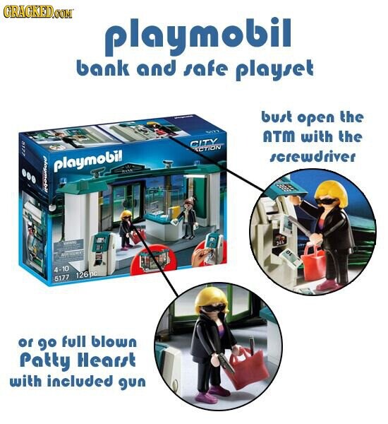 GRAGKED.COM playmobil bank and safe playset bust open the VOT ATM with the CITY ACTION 2219 screwdriver playmobil goodhold 246 DE MARI LIT UIS 4-10 5177 126pc or go full blown Patty Hearst with included gun