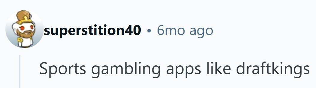 superstition40 . 6mo ago Sports gambling apps like draftkings