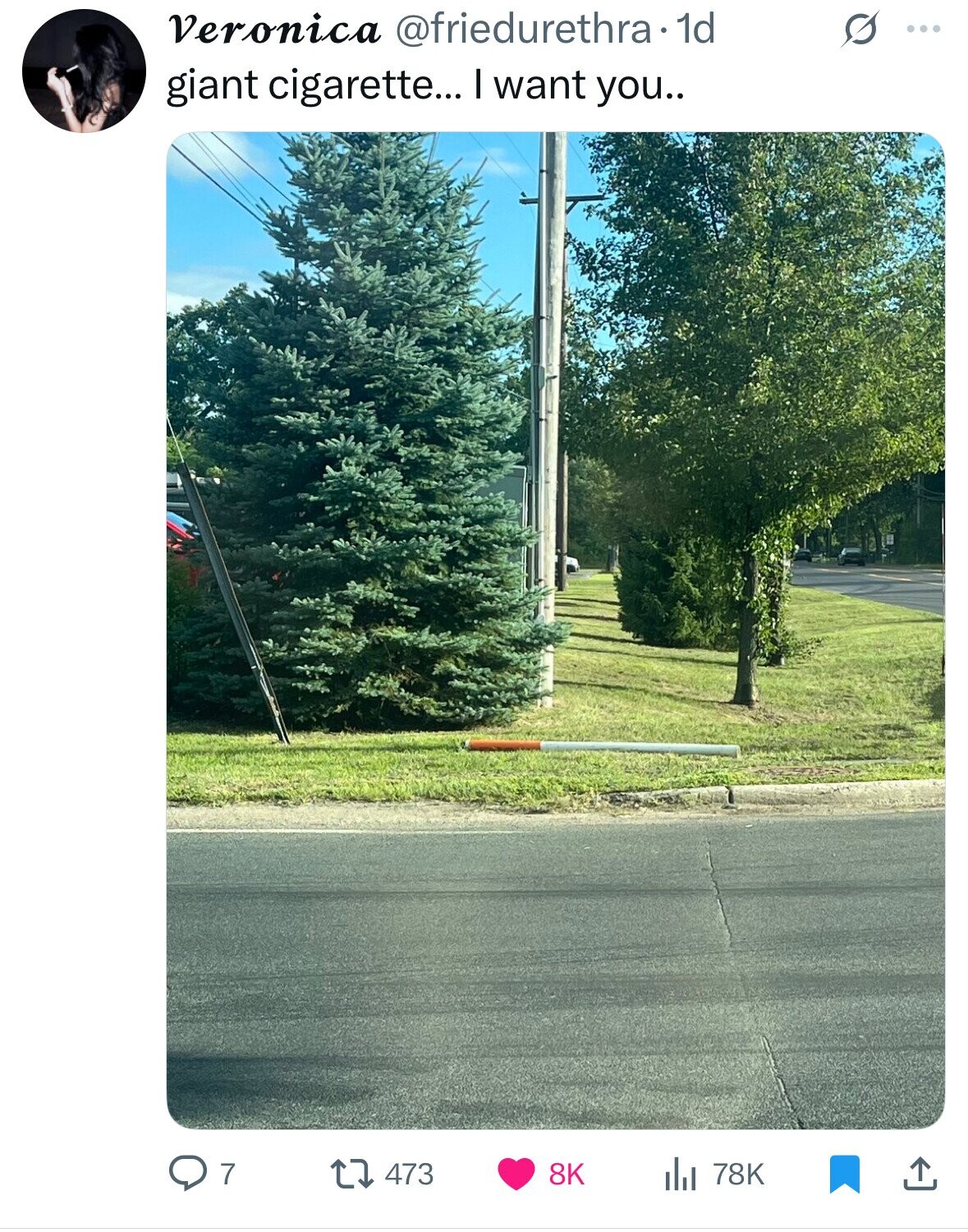 Veronica @friedurethra.1 1d G ... giant cigarette... I want you.. 7 473 8K 78K 