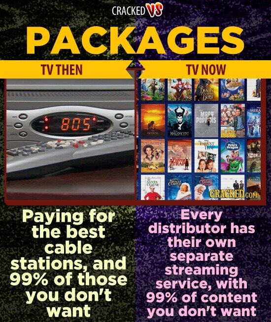 CRACKED VS PACKAGES TV THEN TV NOW BEAUTY BEAST MIRA MAPY THE BETORE POPERNS MENU 805 LOVEN - MALEFICENT IARENT - Petes THAT Dragon Parera TRAP CAUSE SANTA GRAGKED COM Paying for Every distributor has the best their own cable separate stations, and streaming 99% of those service, with you don't 99% of content want you don't want