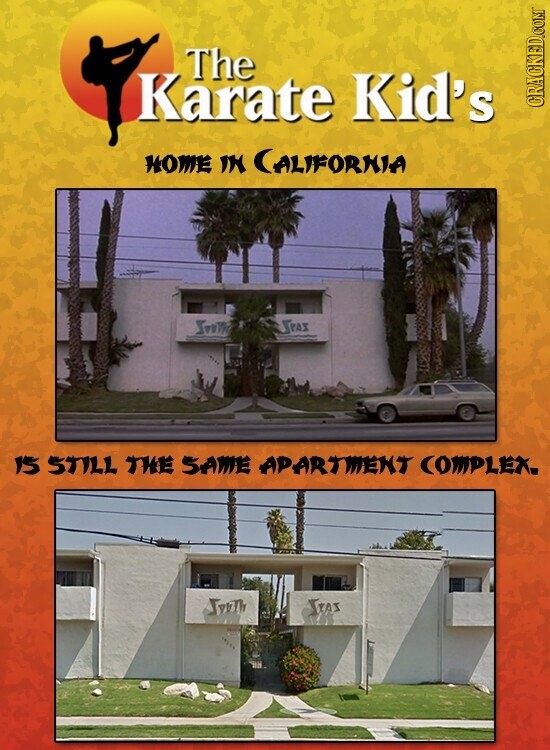 Karate The Karate Kid's CRACKED.COM HOME in CALIFORNIA Voom YEAR 15 STILL THE SAME APARTMENT COMPLEX. North Trax