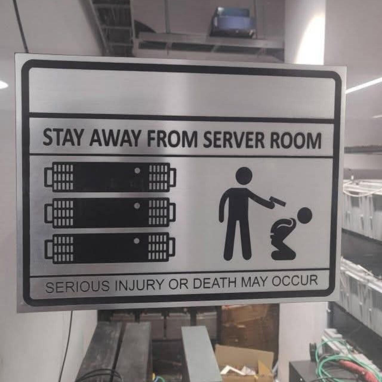 STAY AWAY FROM SERVER ROOM SERIOUS INJURY OR DEATH MAY OCCUR