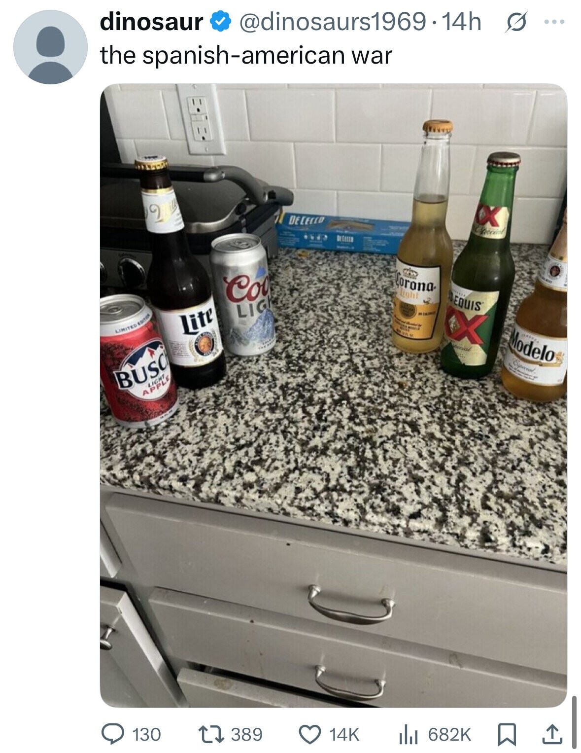 dinosaur @dinosaurs1969.14h s ... the spanish-american war 2 DE CECCO X SUSCKEN Especial ... DE LEEED - Corona® Coo Light THE EQUIS LIGH Lite a LIMITED EDITION sticial Modelo use. Especial the BUSC APPLE a LIGHT 389 682K 130 14K 