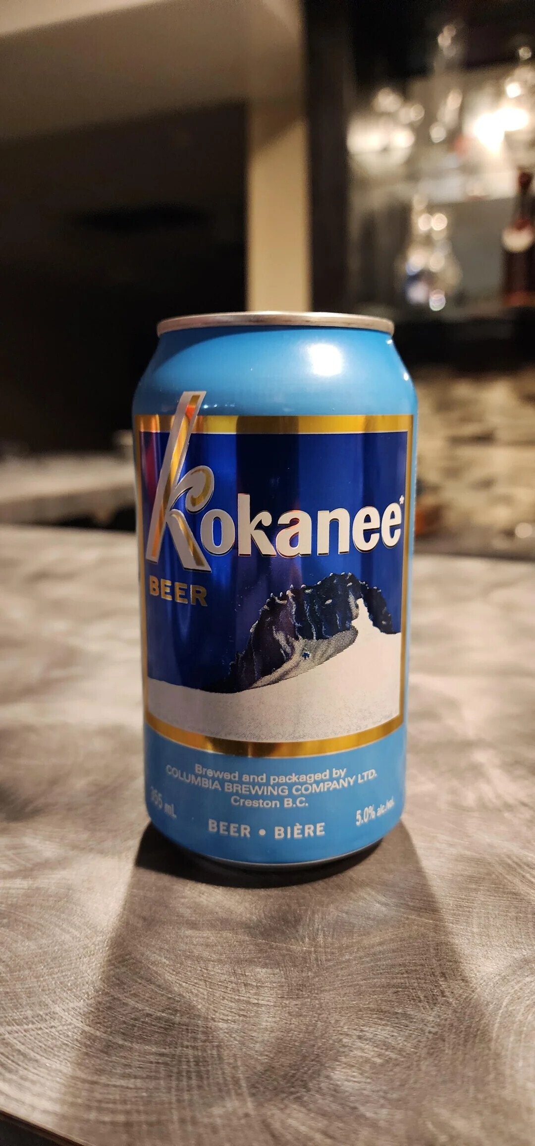 Kokanee BEER 355 mL COLUMBIA Brewed BREWING and packaged B.C. COMPANY by LTD. Creston 5.0% alc.hol. BEER BIÈRE