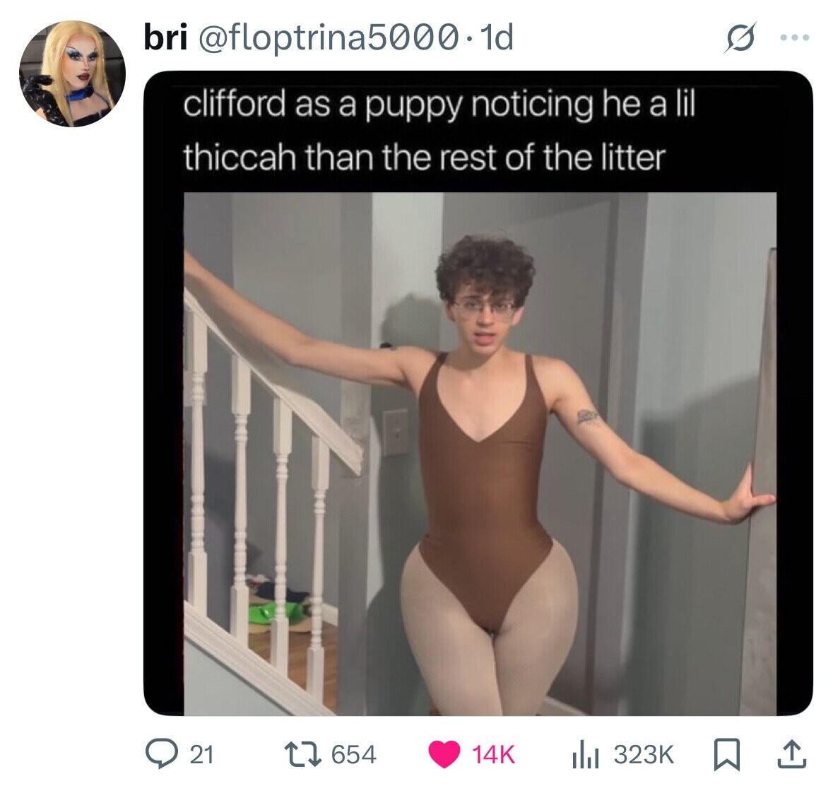 bri @floptrina5000.1d S ... clifford as a puppy noticing he a lil thiccah than the rest of the litter 654 14K 21 323K 