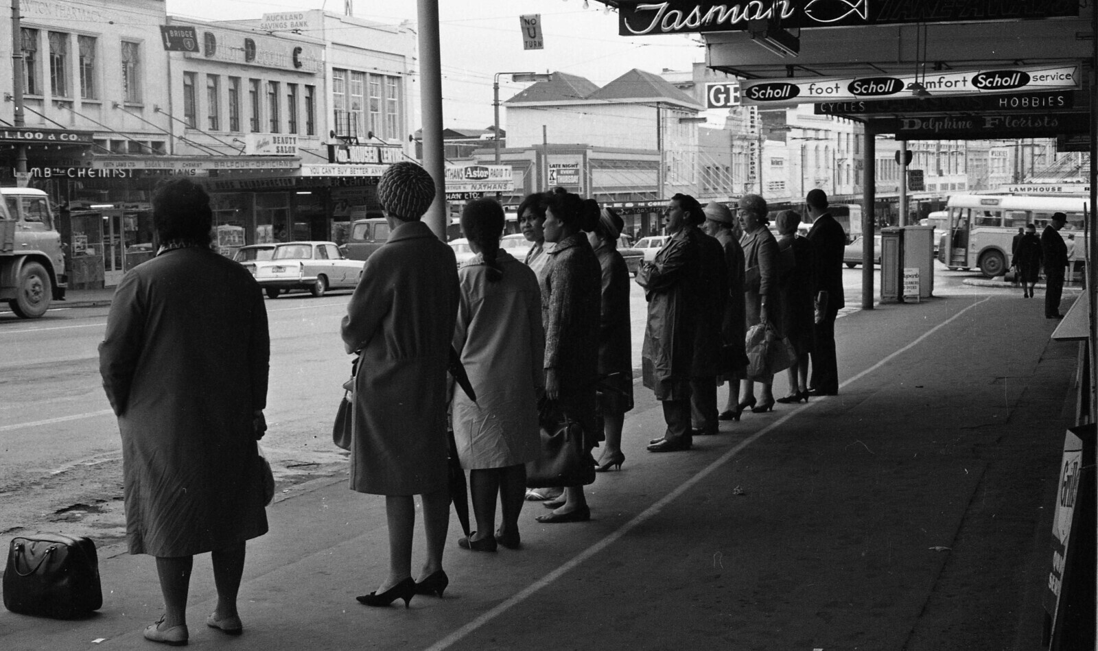 AUCKLAND NO SAVINGS BANK BRIDGE U Jasman TURN service Scholl mfort foot Scholl GE Scholl HOBBIES CYCLES Delphine Florists LLOO d со BEAUTY Hallow SALON TRASING CHEMIST BALFOUR -OPTICIANS MBthe CHETHEST KBITH LAWE LTD. LATE NIGHT YOU CANT BUY BETTER ANY ICIANS ATHANS Astor RADIO TV K EVERY THURSDAY CENTRE RTHUR NATHANS LAMPHOUSE HAN LTD upon LEANERS OVERS Gril per SER