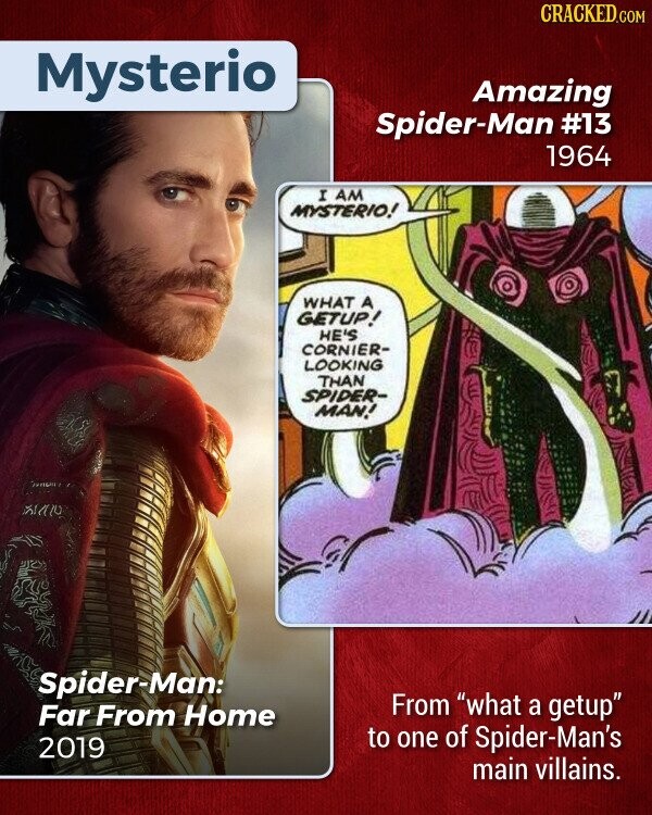 CRACKED.COM Mysterio Amazing Spider-Man #13 1964 I AM MYSTERIO! WHAT A GETUP! HE'S CORNIER- LOOKING THAN SPIDER- MAN! XXX Spider-Man: From what a getup Far From Home to one of Spider-Man's 2019 main villains.