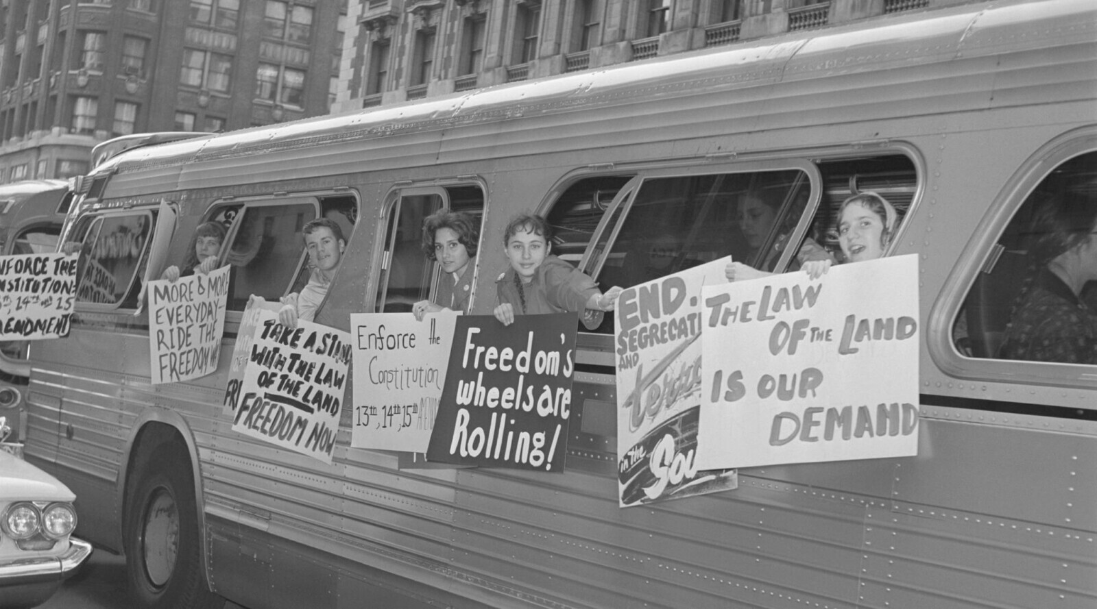 FFORCE THE AT ЗОЛОНИ INSTITUTION: MOTOR MORE & MORE my, 14th 15 EVERYDAY- NAKE END. THELAW ENDMENTS TAKE A STAND RIDE THE WITH Enforce the SEGRECATI WITH THE LAW OF Freed om' S OF THE LAND FREEDOM AND OF THE LAND Contitution wheelsare IS OUR FRI FREEDOM NOW 13th Rolling! DEMAND in the Sou