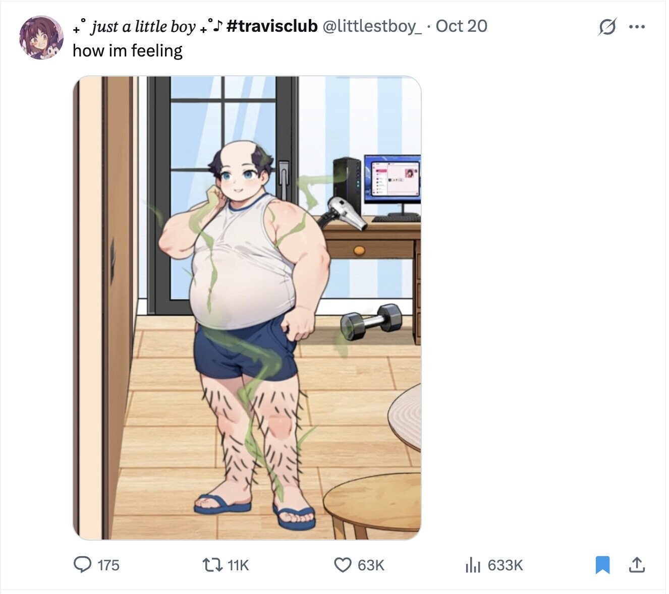 + just a little boy + #travisclub @littlestboy_ Oct 20 ... how im feeling 175 11K 633K 63K