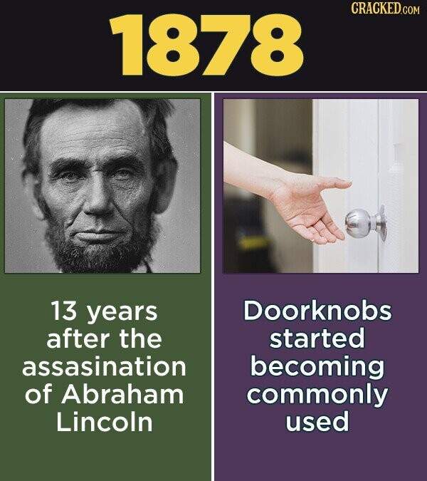 1878 CRACKED.COM 13 years Doorknobs after the started assasination becoming of Abraham commonly Lincoln used