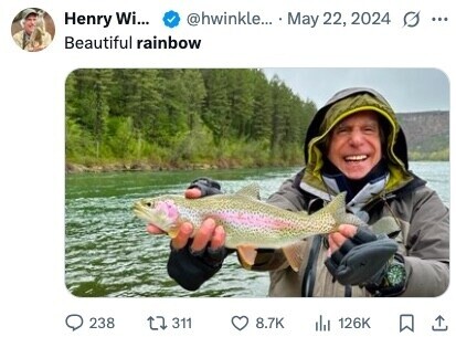 @hwinkle... May 22, 2024 O ... Henry Wi... Beautiful rainbow 238 311 8.7K 126K 