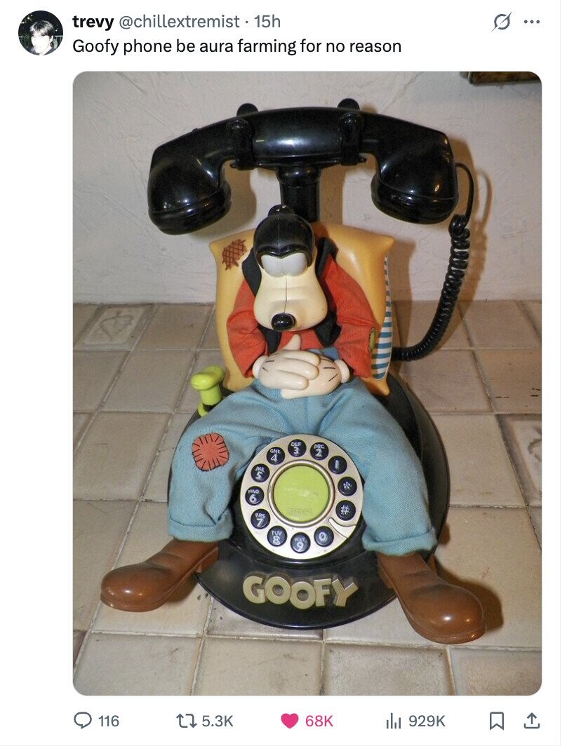 trevy @chillextremist - 15h s ... Goofy phone be aura farming for no reason DEF ONE 3 ABC 2 4 I WE MAO 6 # REDIAN RRS 7 TUV 8 o WAY و GOOFY 116 5.3K 68K 929K