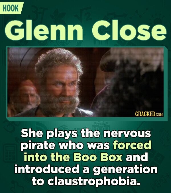 HOOK Glenn 2 Close CRACKED.COM She plays the nervous pirate who was forced into the Boo Box and introduced a generation to claustrophobia.