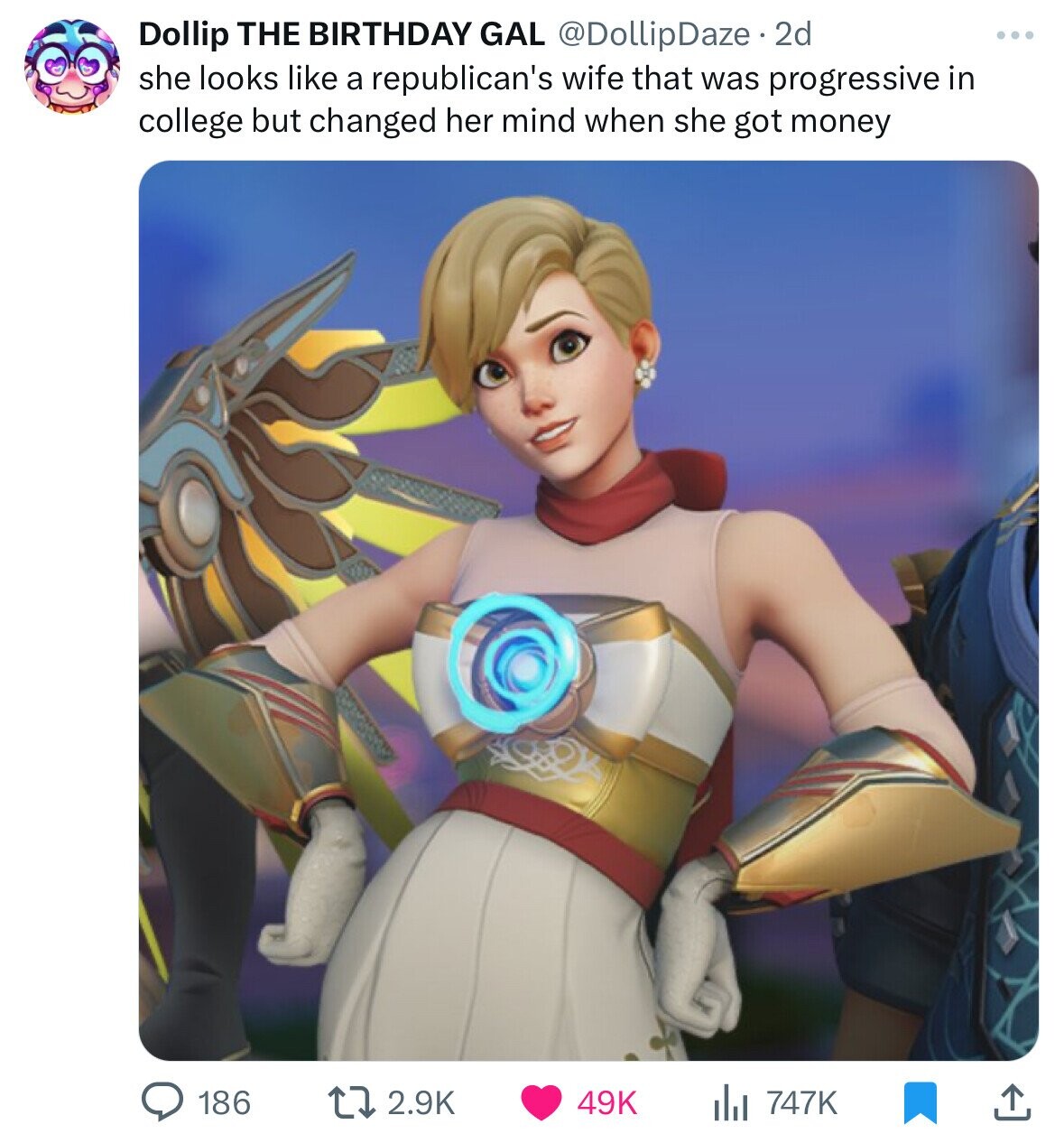 Dollip THE BIRTHDAY GAL @DollipDaze 2d she looks like a republican's wife that was progressive in college but changed her mind when she got money 2.9K 49K 747K 186