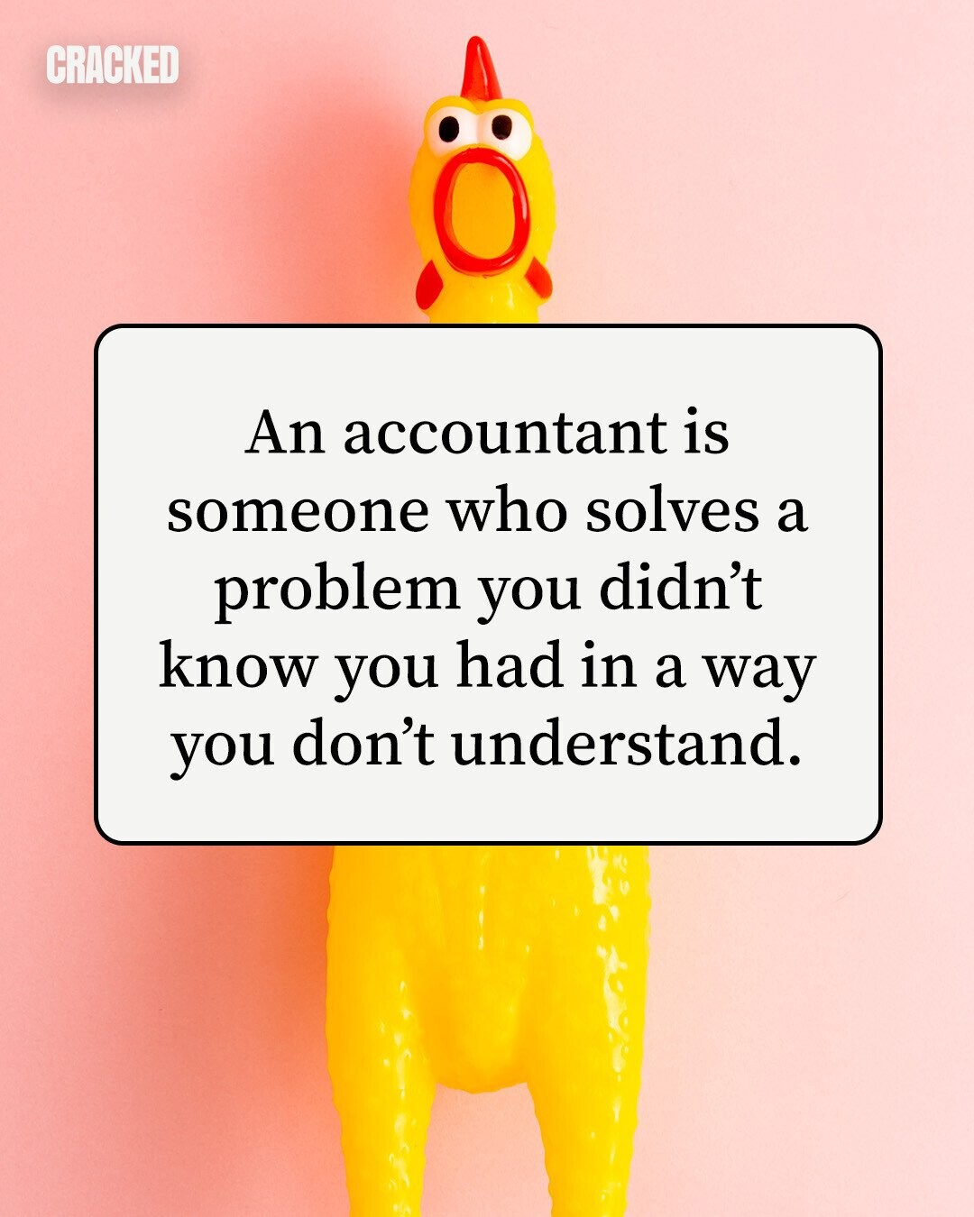 CRACKED An accountant is someone who solves a problem you didn't know you had in a way you don't understand. 