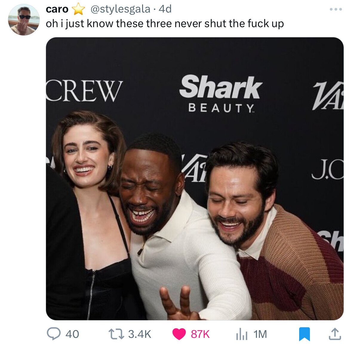 caro @stylesgala 4d ... oh i just know these three never shut the fuck up Shark CREW VA BEAUTY A J.C h 40 3.4K 87K 1M