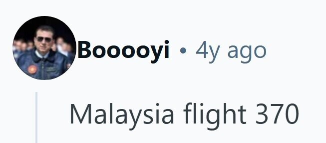 Booooyi . 4y ago Malaysia flight 370