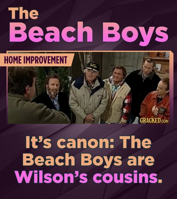 The Beach Boys HOME IMPROVEMENT GRACKED.COM It's canon: The Beach Boys are Wilson's cousins.