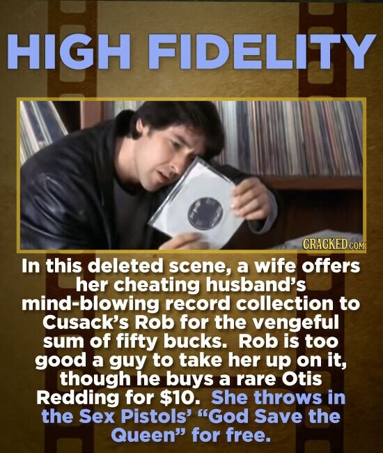 HIGH FIDELITY CRACKED COM In this deleted scene, a wife offers her cheating husband's nd-blowing record collection to cusack's Rob for the vengeful su