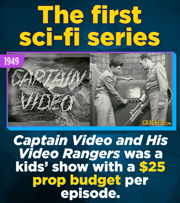 The first sci-fi series 1949 CARTAIN VIDEO CRACKED.COM Captain Video and His Video Rangers was a kids' show with a $25 prop budget per episode.