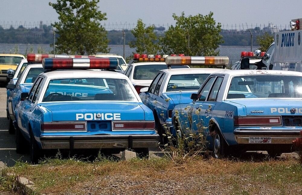 POLICE LICE DODGE POL 10 GARAN 7929 POLICE $10,000 REWARD CALL 212 COP SHOT