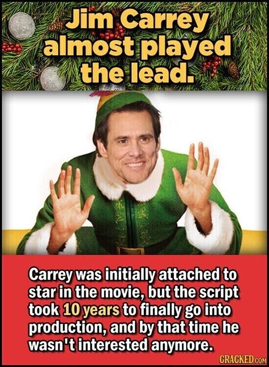 Jim Carrey almost played the lead. Carrey was initially attached to star in the movie, but the script took 10 years to finally go into production, and by that time he wasn't interested anymore. CRACKED COM