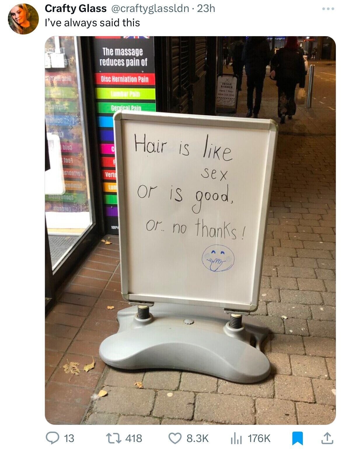 Crafty Glass @craftyglassldn2 23h ... I've always said this The massage reduces pain of 3 2210 Disc Herniation Pain ISAGE BARBER Uges Depa Lumbar Pain YOUR 5.44 EN Gervical Pain 2011032 blog С Hair is like 1993 6109119V Verte sex 200ml Lum azolybnoq2 or is good, 2120010] 100% or. no thanks! 13 418 8.3K 176K 