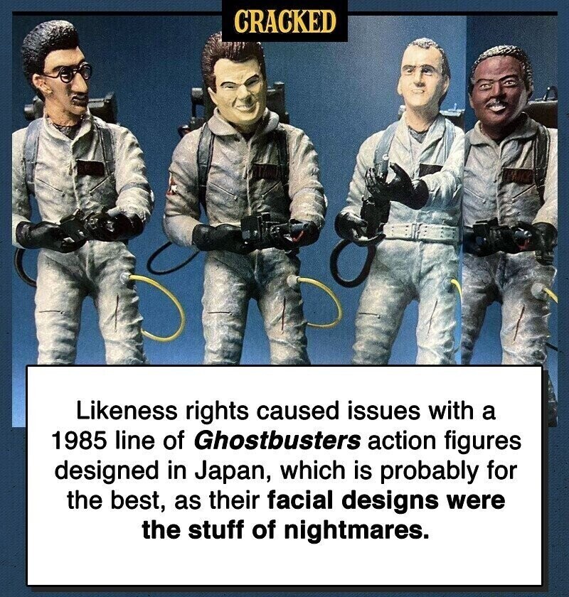CRACKED Likeness rights caused issues with a 1985 line of Ghostbusters action figures designed in Japan, which is probably for the best, as their facial designs were the stuff of nightmares.
