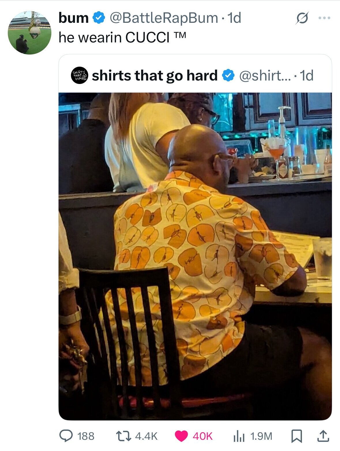 bum @BattleRapBum.1d G ... he wearin CUCCI TM SHiRTS THAT GO HARD shirts that go hard @shirt... .1d 4.4K 188 40K 1.9M