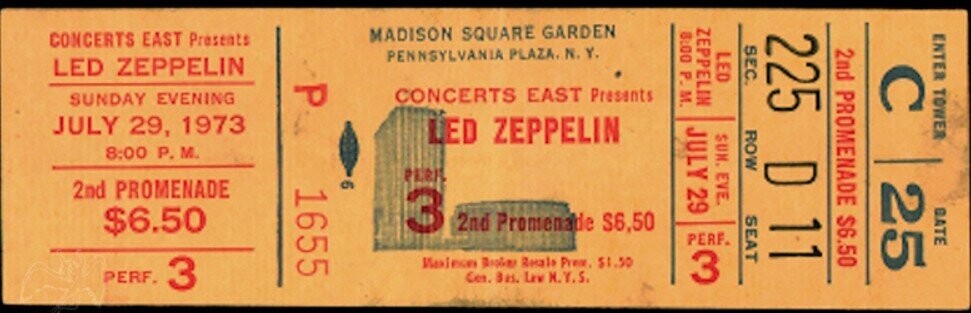 Concert Tickets From The Golden Age Of Rock Shows