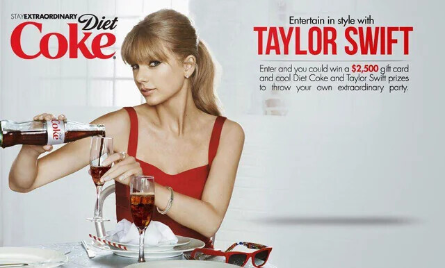 STAYEXTRAORDINARY Diet Entertain in style with Coke TAYLOR SWIFT Enter and you could win a $2,500 gift card and cool Diet Coke and Taylor Swift prizes to throw your own extraordinary party. Coke