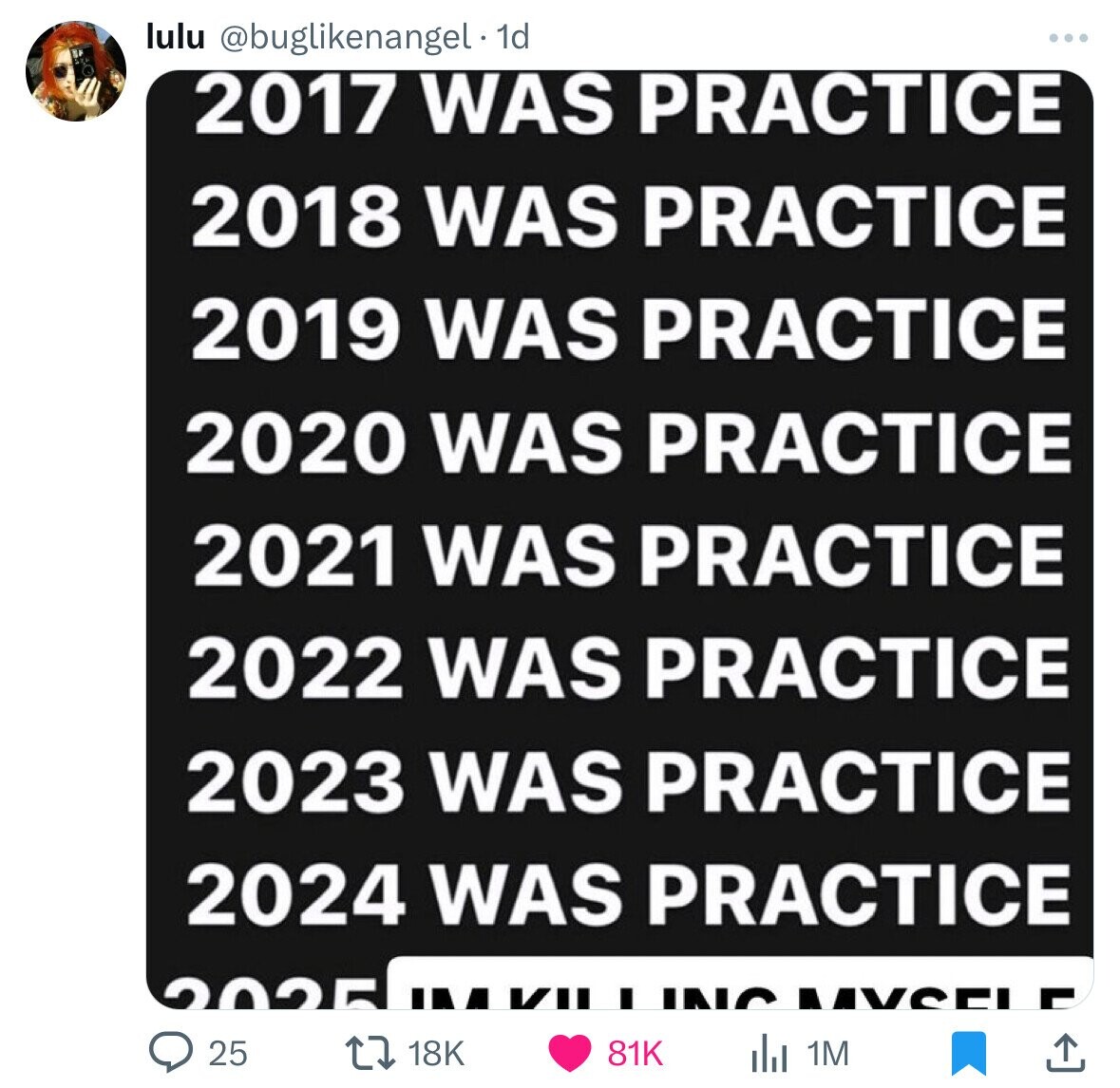 lulu @buglikenangel - 1 1d 2017 WAS PRACTICE 2018 WAS PRACTICE 2019 WAS PRACTICE 2020 WAS PRACTICE 2021 WAS PRACTICE 2022 WAS PRACTICE 2023 WAS PRACTICE 2024 WAS PRACTICE 2025 VII INC MYSEI C 25 18K 81K 1M