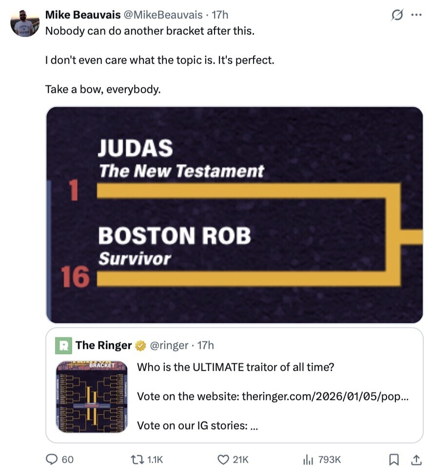 Traitor Bracket Ringer 32 of the Funniest Tweets from Tuesday, January 06, 2026 | Cracked.com