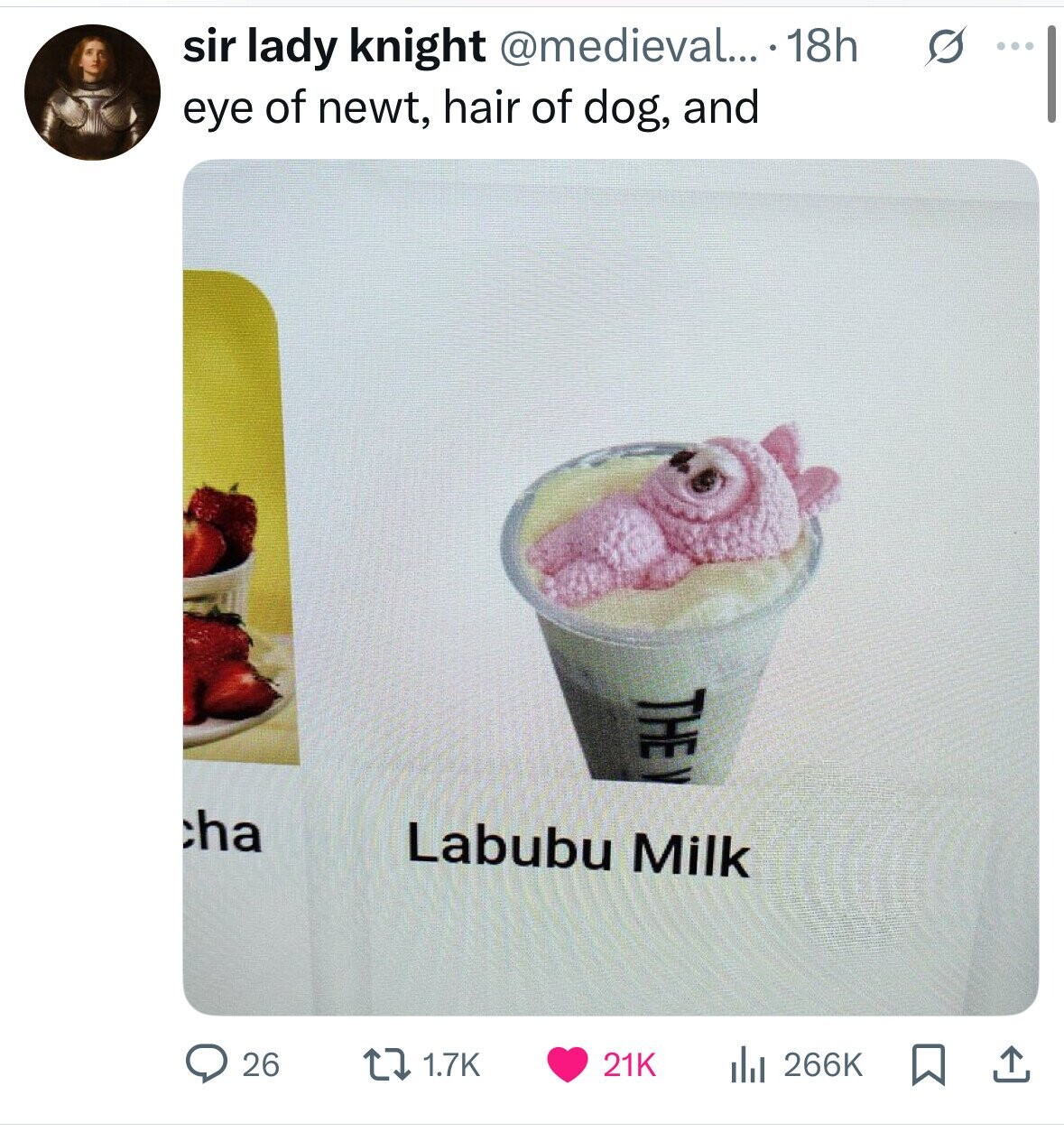 sir lady knight @medieval... ..18h S eye of newt, hair of dog, and THE cha Labubu Milk 26 21K 1.7K 266K 