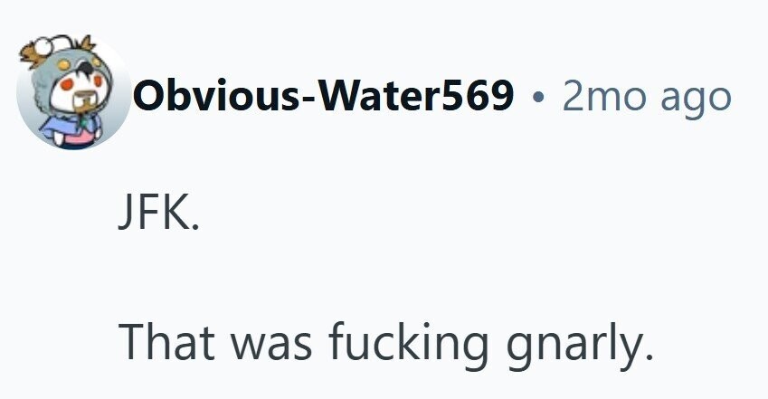 Obvious-Water569 . 2mo ago JFK. That was fucking gnarly.