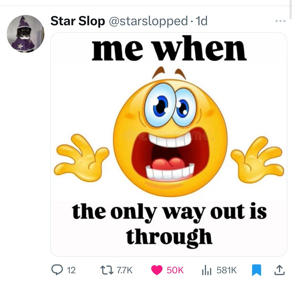 Star Slop @starslopped. 1d me when the only way out is through 7.7K 12 50K 581K 