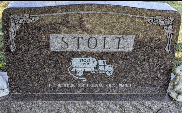 STOLT STOLT SEPTIC IF THE BOWL Don't SWIRL CALL MERLE 