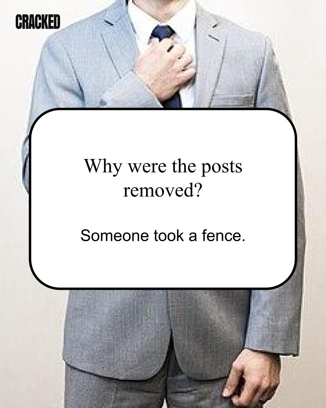 CRACKED Why were the posts removed? Someone took a fence. 