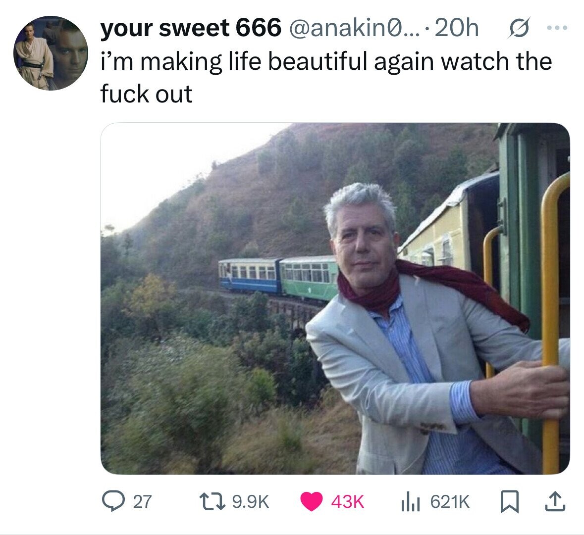 S ... your sweet 666 @anakin0... ..20h i'm making life beautiful again watch the fuck out 27 9.9K 43K 621K 