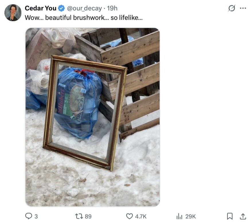 Cedar You @our_decay 19h s ... Wow... beautiful brushwork... so lifelike... в della I StHubert 3 89 4.7K del 29K 