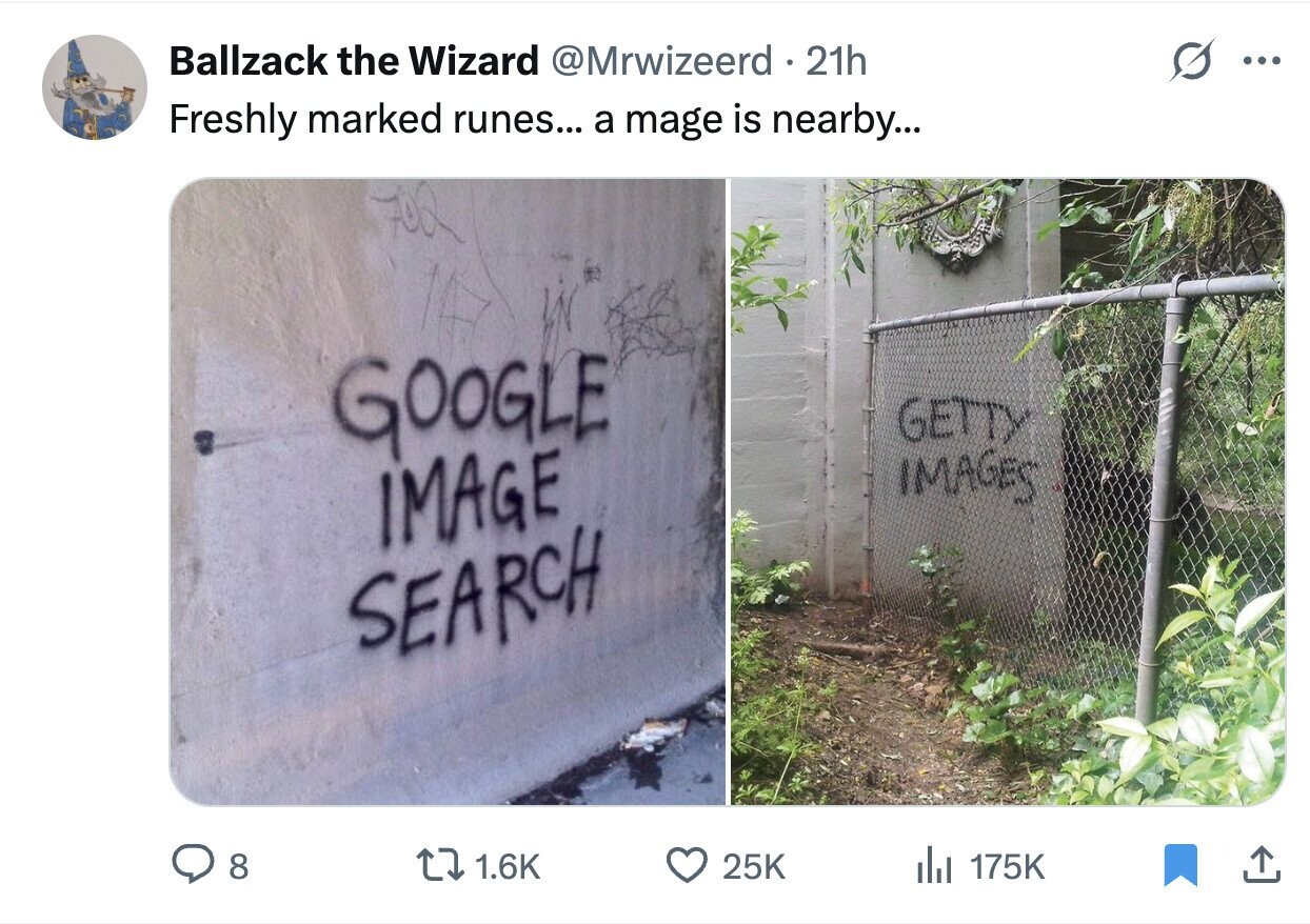 Ballzack the Wizard @Mrwizeerd 21h ... Freshly marked runes... a mage is nearby... GOOGLE GETTY IMAGES IMAGE SEARCH 8 1.6K 25K del 175K